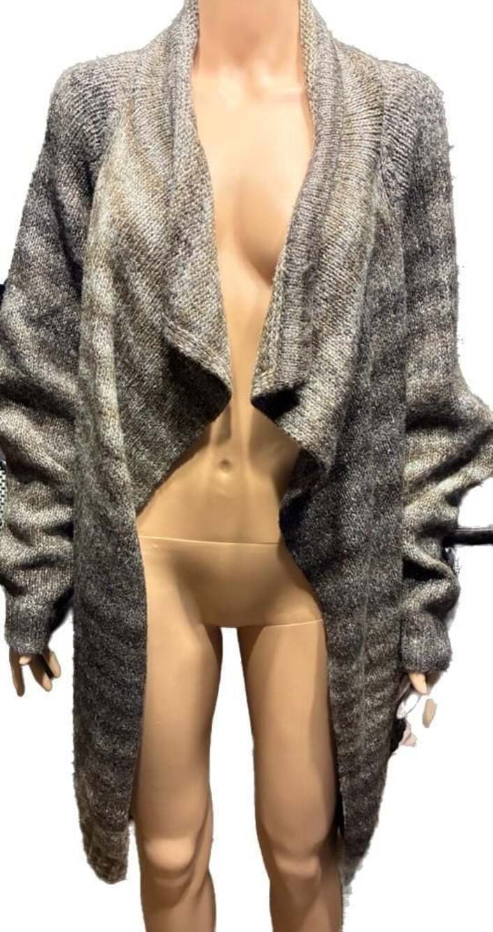 Cato Woman Marled Knit Shawl Collar Open Front Cardigan